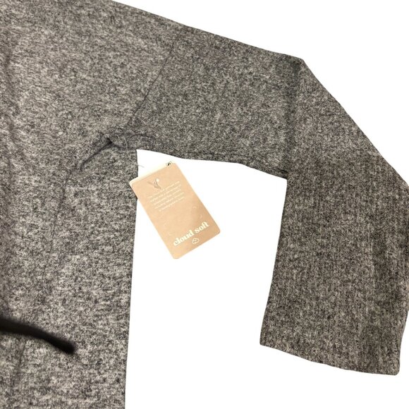 Lucky Brand Cloud Soft Deep V Neck Top Sz Large Ruched Back w/ Tie Marbled Gray - Picture 3 of 6